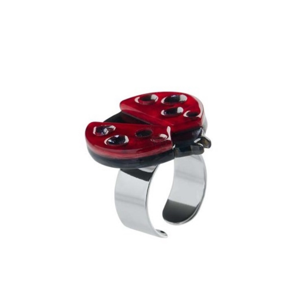 Lou Lou Ladybug Statement Acrylic Ring size Medium by Erstwilder - Picture 3 of 6
